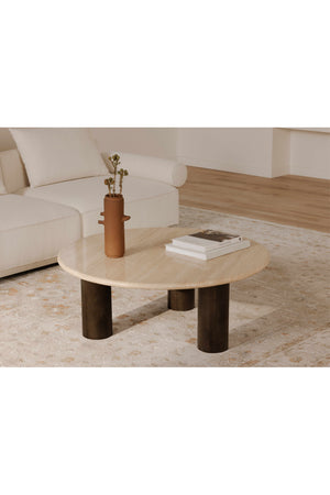   Modern European furniture - Beige Travertine Round Coffee Table - www.oroa.com | Oroa.com