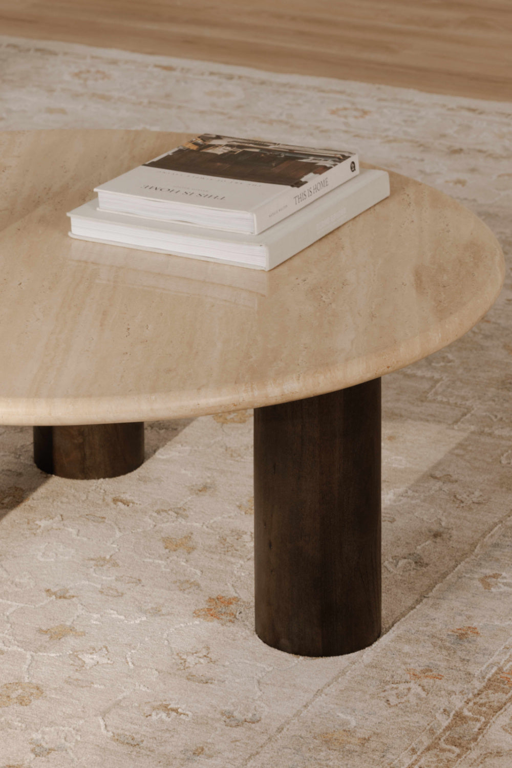   Modern European furniture - Beige Travertine Round Coffee Table - www.oroa.com | Oroa.com