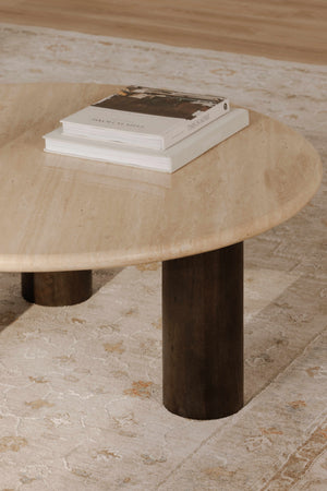   Modern European furniture - Beige Travertine Round Coffee Table - www.oroa.com | Oroa.com