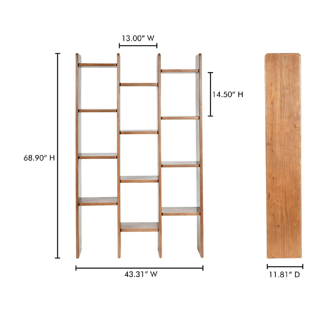   Modern European furniture - Solid Acacia 12-Shelf Bookcase - www.oroa.com | Oroa.com