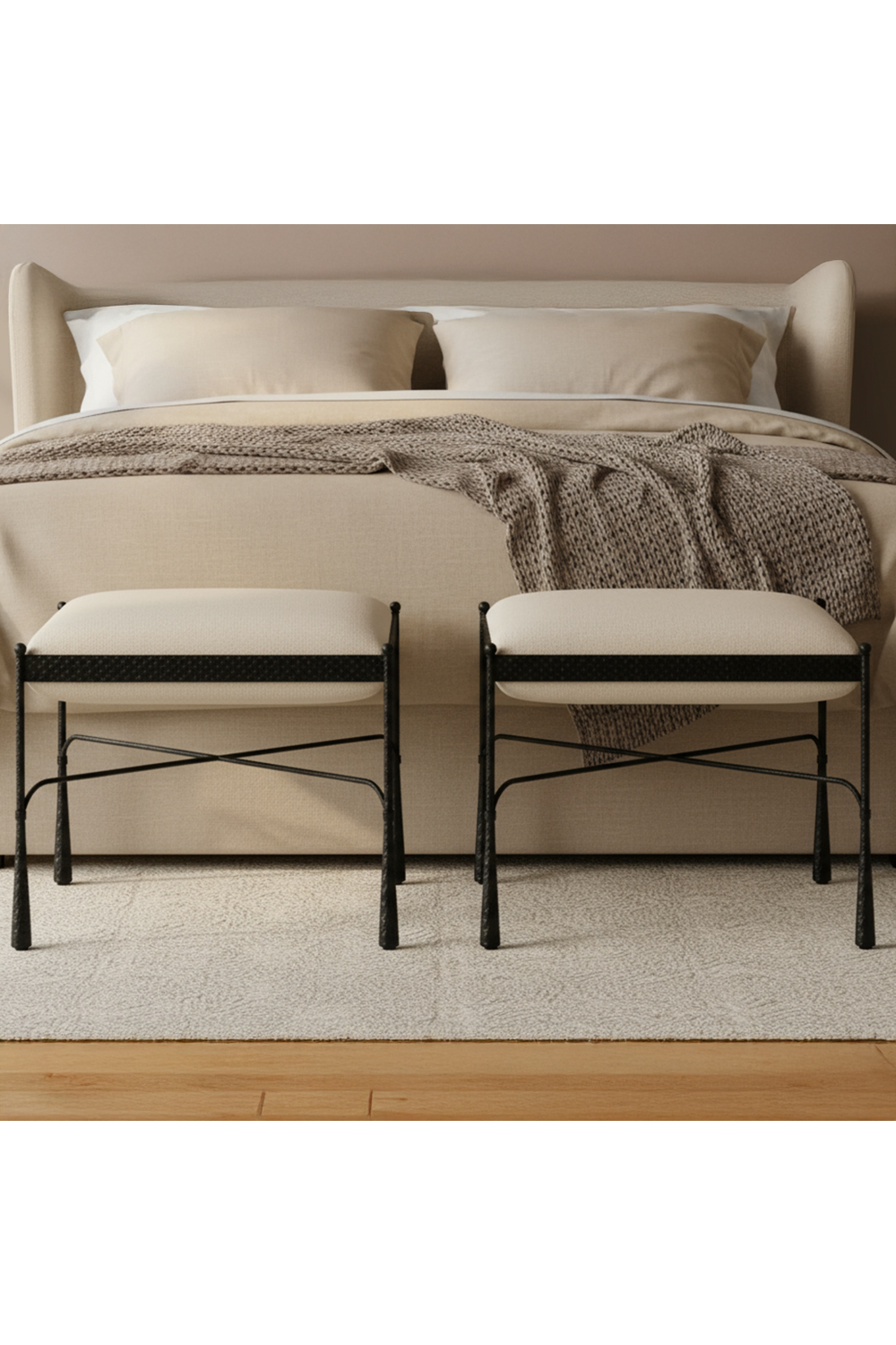   Modern European furniture - Iron Framed Cream Stool - www.oroa.com | Oroa.com
