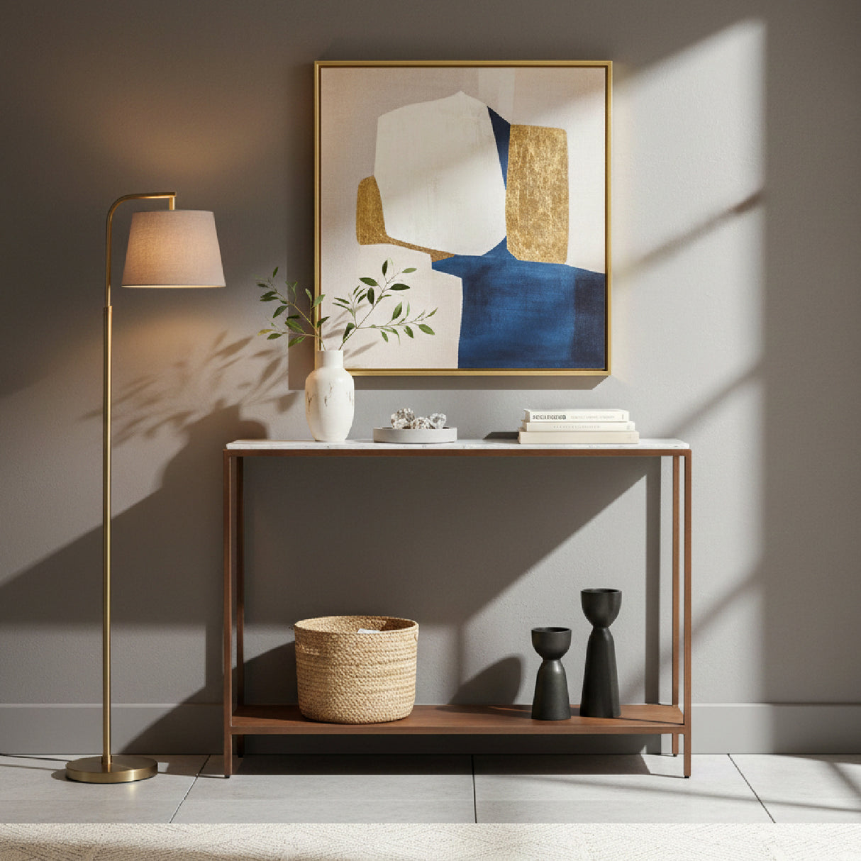   Modern European furniture - Copper Framed Marble Console Table - www.oroa.com | Oroa.com
