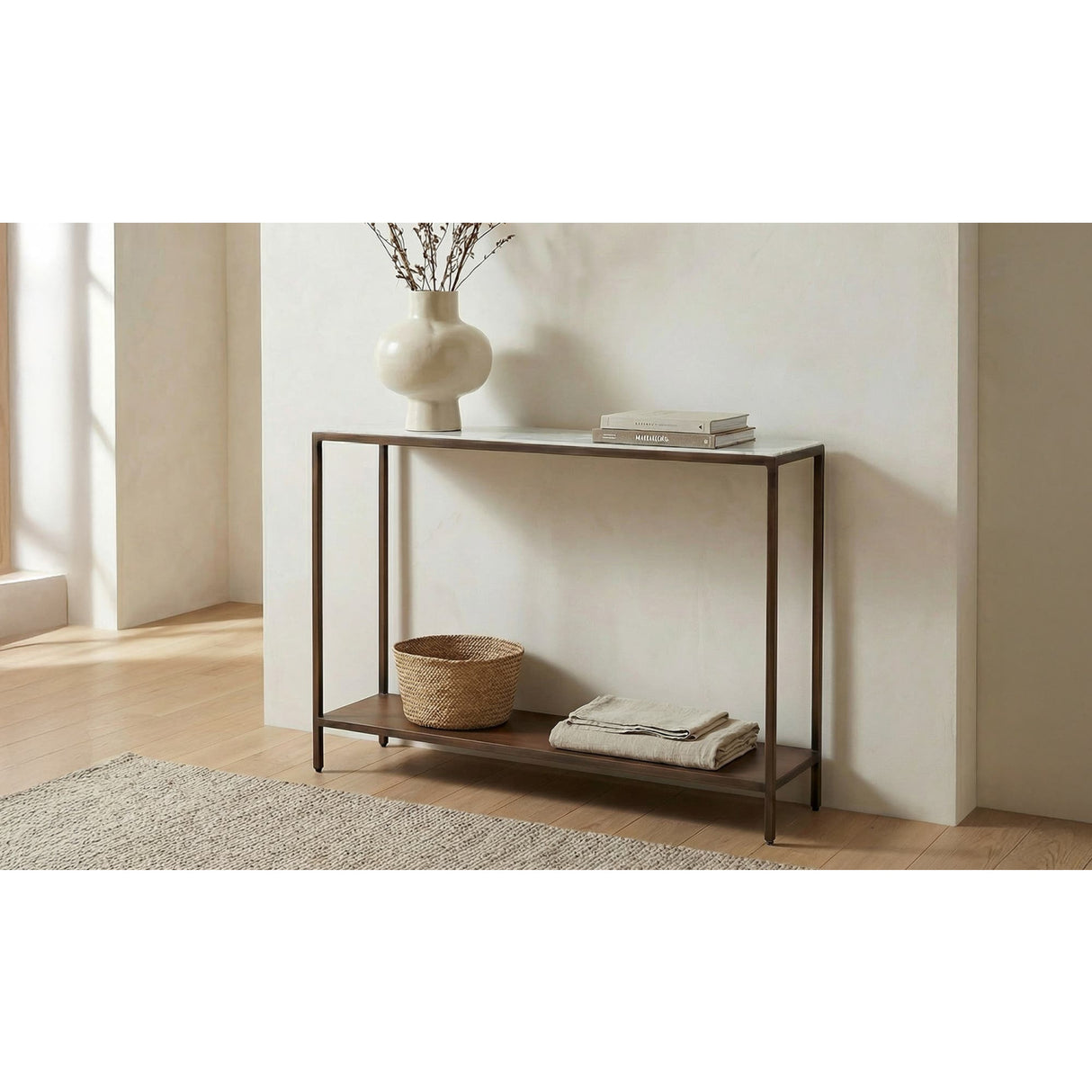   Modern European furniture - Copper Framed Marble Console Table - www.oroa.com | Oroa.com