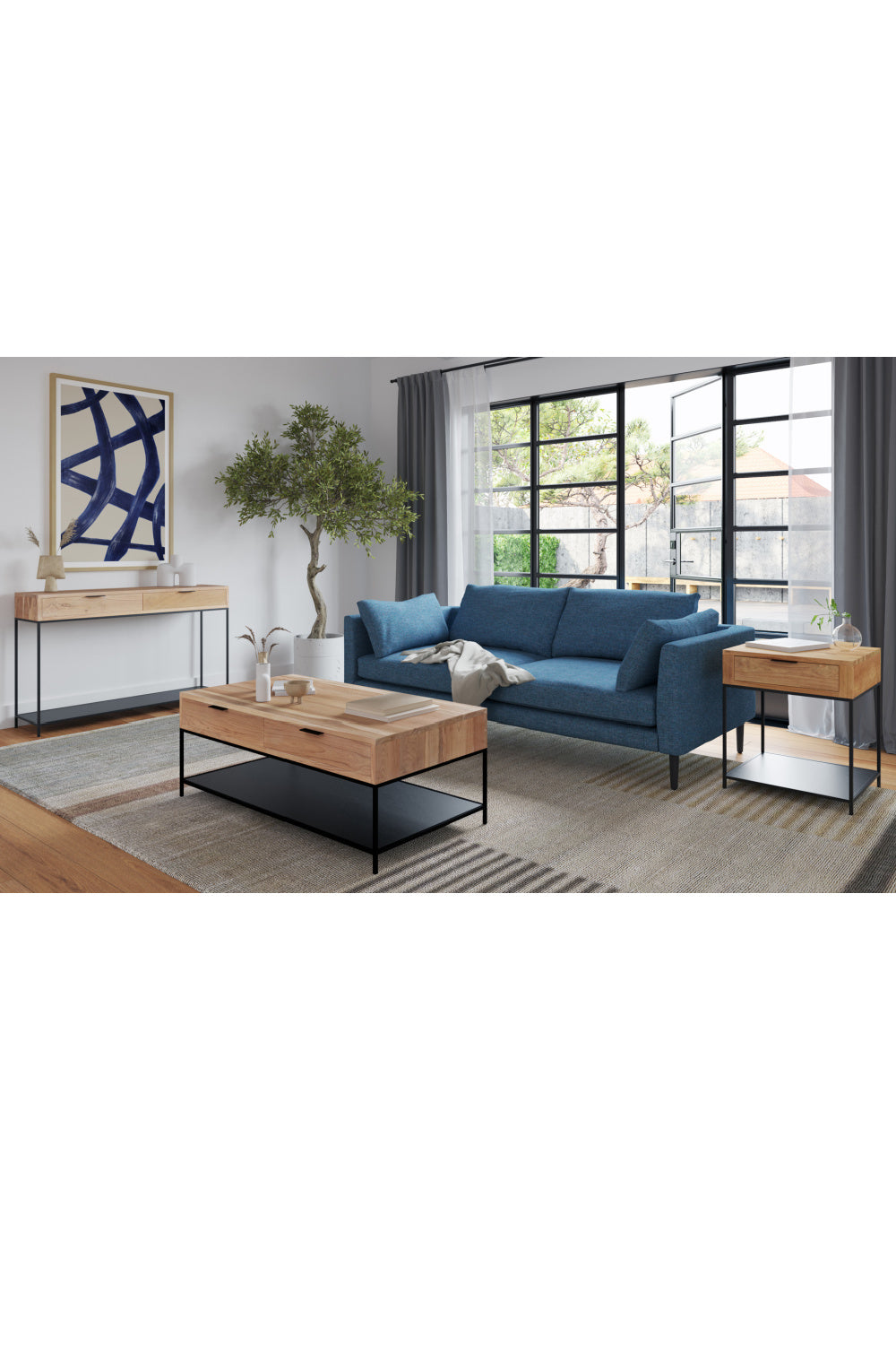   Modern European furniture - Teak & Iron Side Table - www.oroa.com | Oroa.com