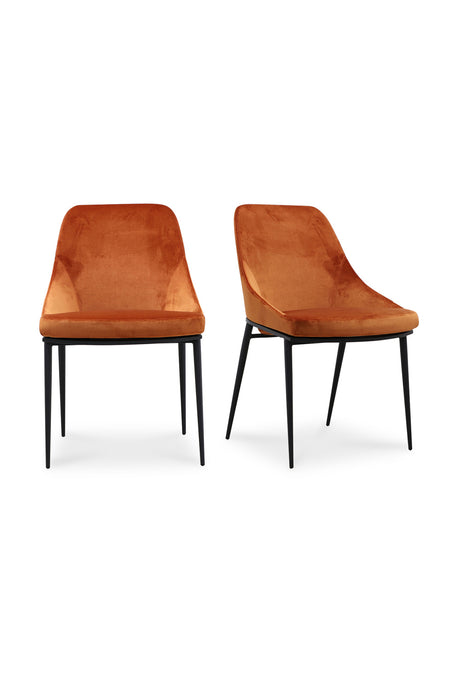   Modern European furniture - Orange Velvet Dining Chairs (2) - www.oroa.com | Oroa.com