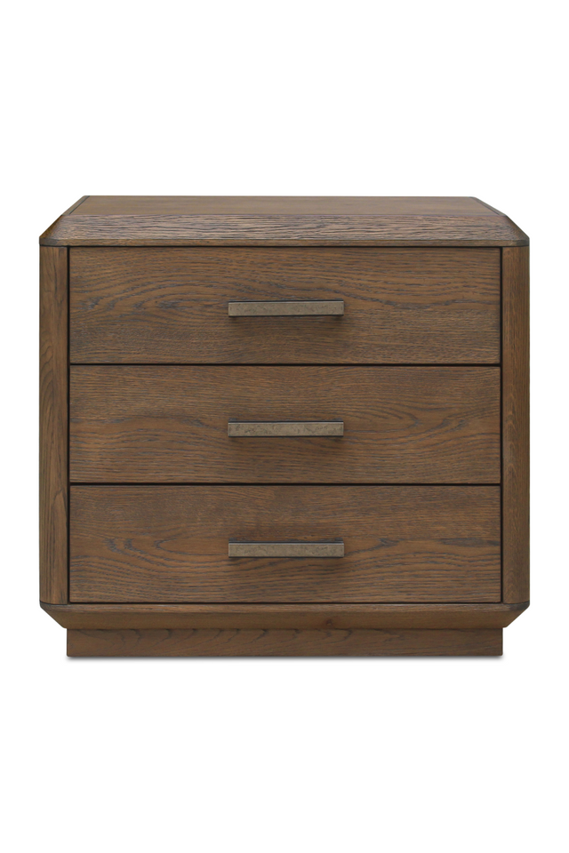 Modern European furniture - Brown Oak 3-Drawer Nightstand - www.oroa.com