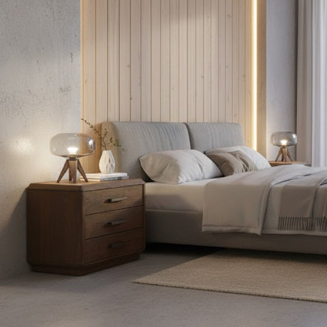   Modern European furniture - Brown Oak 3-Drawer Nightstand - www.oroa.com | Oroa.com