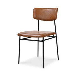   Modern European furniture - Iron-Framed Brown Leather Dining Chairs (2) - www.oroa.com | Oroa.com