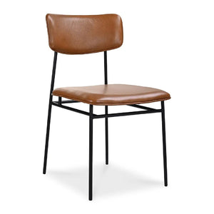   Modern European furniture - Iron-Framed Brown Leather Dining Chairs (2) - www.oroa.com | Oroa.com