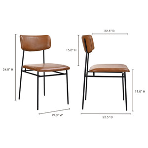   Modern European furniture - Iron-Framed Brown Leather Dining Chairs (2) - www.oroa.com | Oroa.com