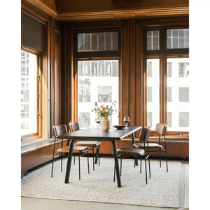   Modern European furniture - Iron-Framed Brown Leather Dining Chairs (2) - www.oroa.com | Oroa.com