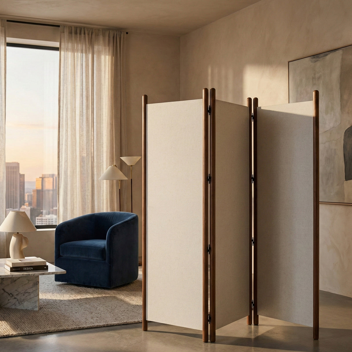   Modern European furniture - White Linen Blend Screen - www.oroa.com | Oroa.com