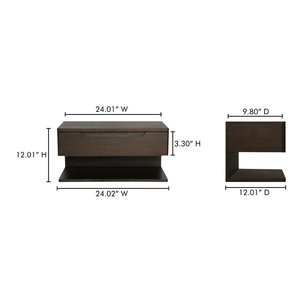   Modern European furniture - Brown 1-Drawer Floating Nightstand - www.oroa.com | Oroa.com