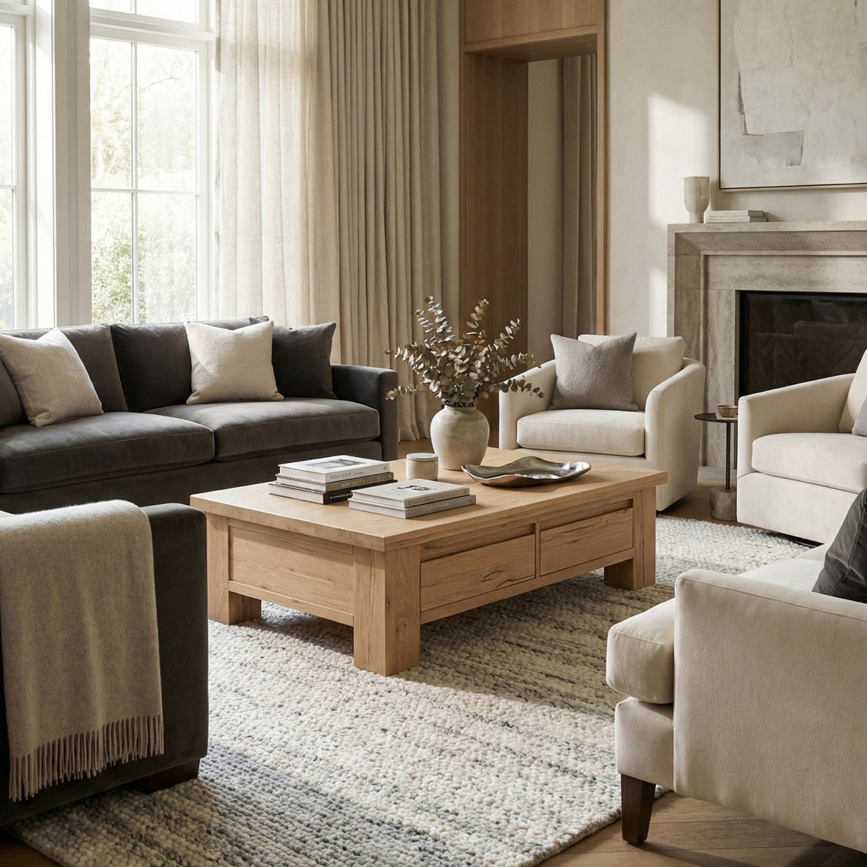  Modern European furniture - Rustic Oak Storage Coffee Table - www.oroa.com | Oroa.com
