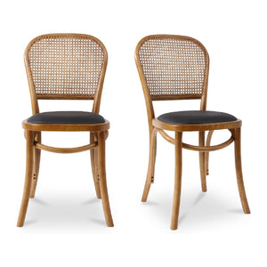   Modern European furniture - Elm-Framed Rattan Dining Chairs (2) - www.oroa.com | Oroa.com