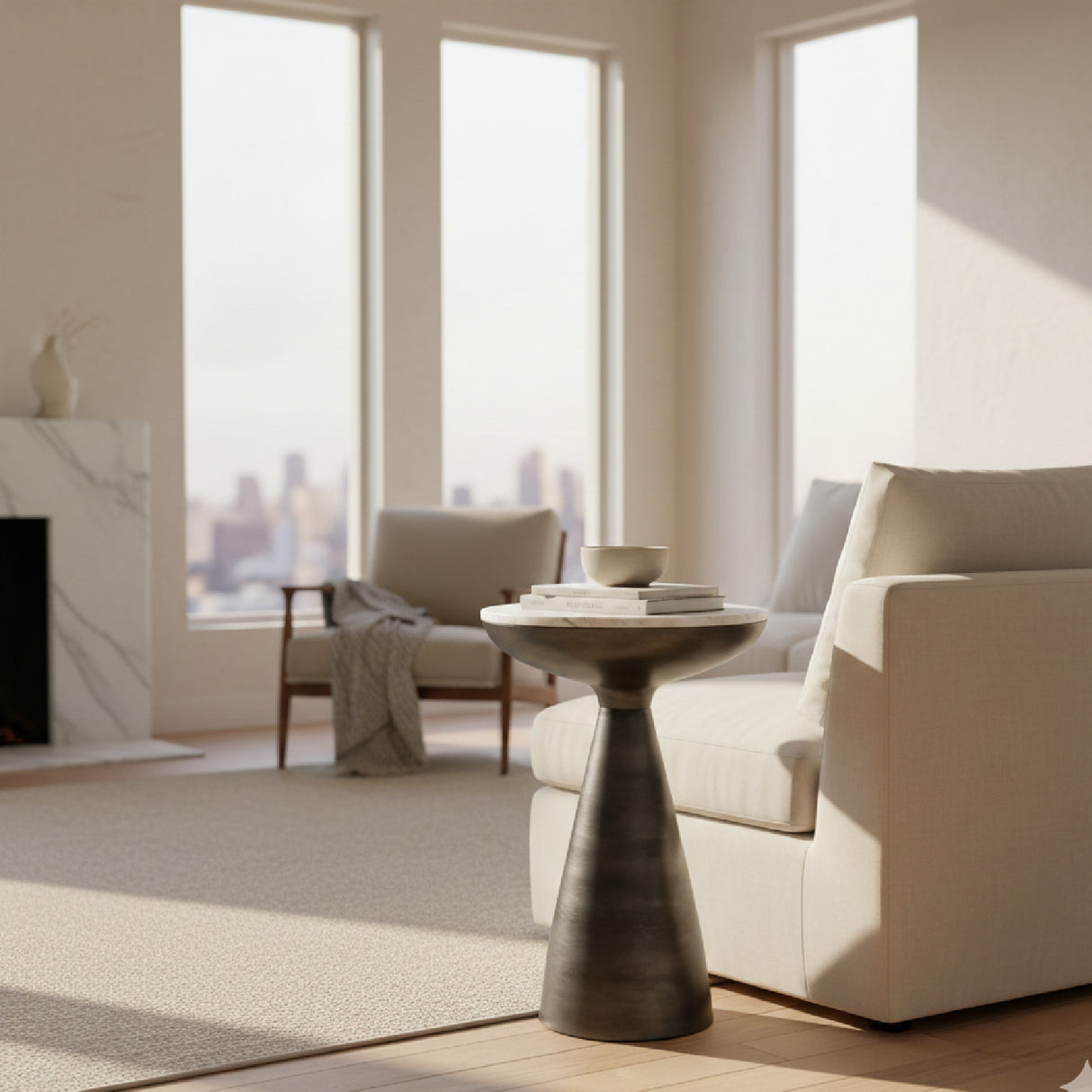   Modern European furniture - Aluminum Base Marble Side Table - www.oroa.com | Oroa.com