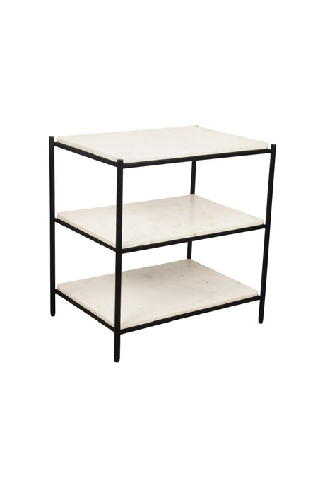   Modern European furniture - White Marble 3-Layer Nightstand - www.oroa.com | Oroa.com