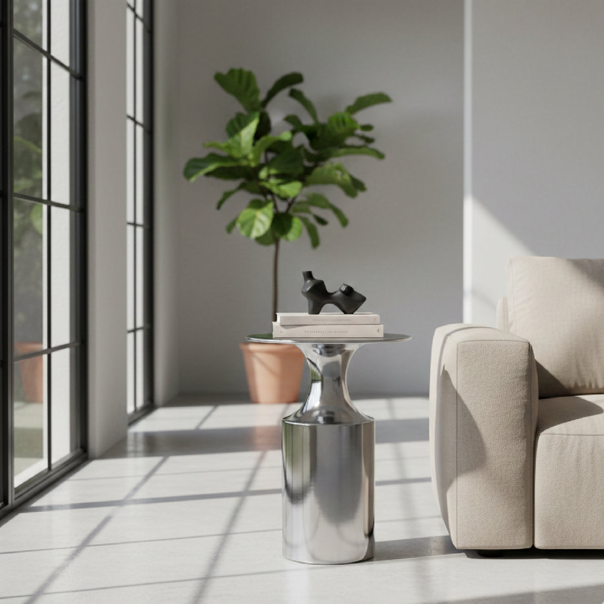   Modern European furniture - Metallic Collumn-Base Accent Table - www.oroa.com | Oroa.com