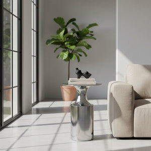   Modern European furniture - Metallic Collumn-Base Accent Table - www.oroa.com | Oroa.com