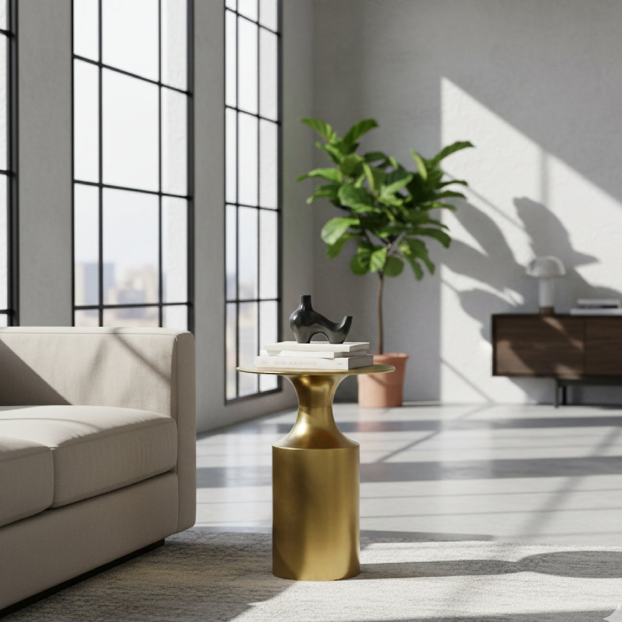   Modern European furniture - Metallic Collumn-Base Accent Table - www.oroa.com | Oroa.com