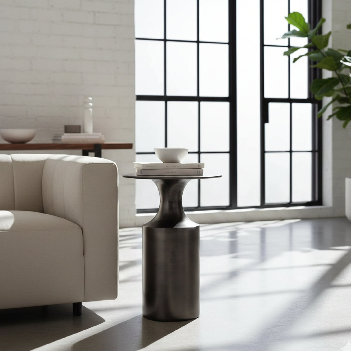   Modern European furniture - Metallic Collumn-Base Accent Table - www.oroa.com | Oroa.com