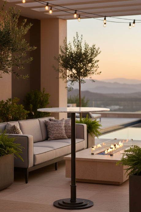   Modern European furniture - White Marble Outdoor Counter Table - www.oroa.com | Oroa.com
