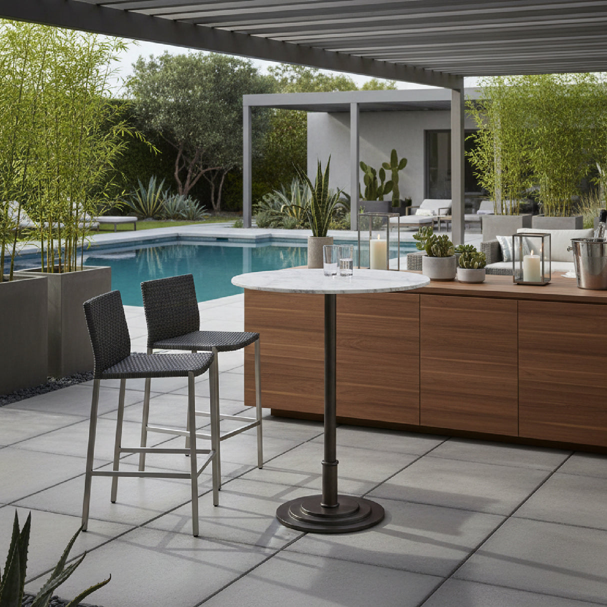   Modern European furniture - White Marble Outdoor Bar Table - www.oroa.com | Oroa.com