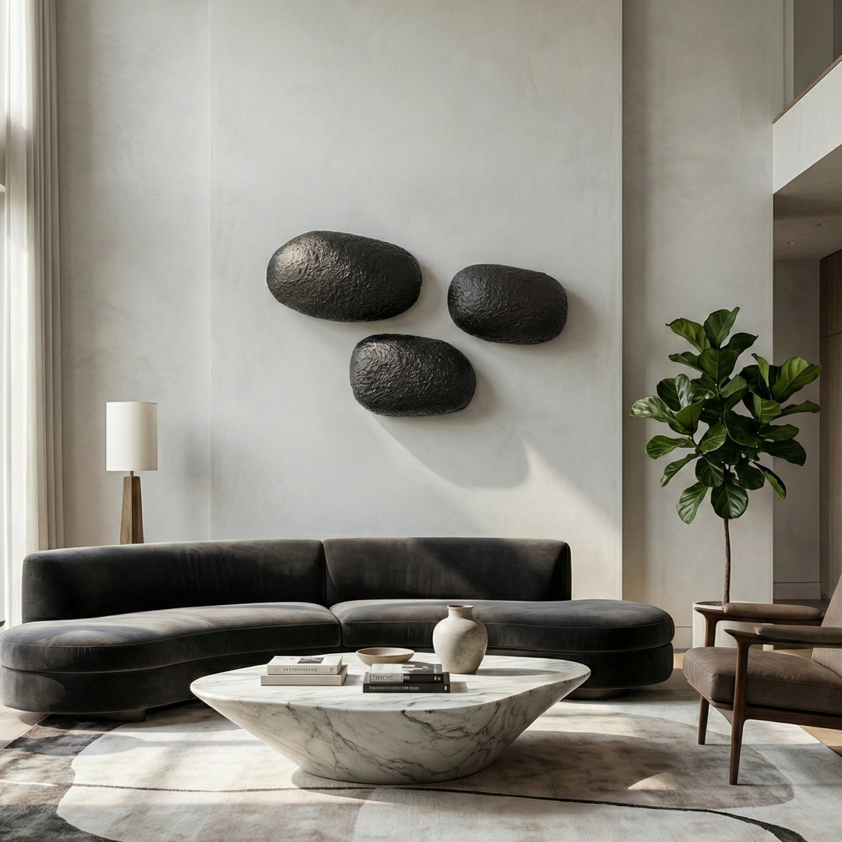   Aged Black Wall Sculpture Set (3) | Oroa.com