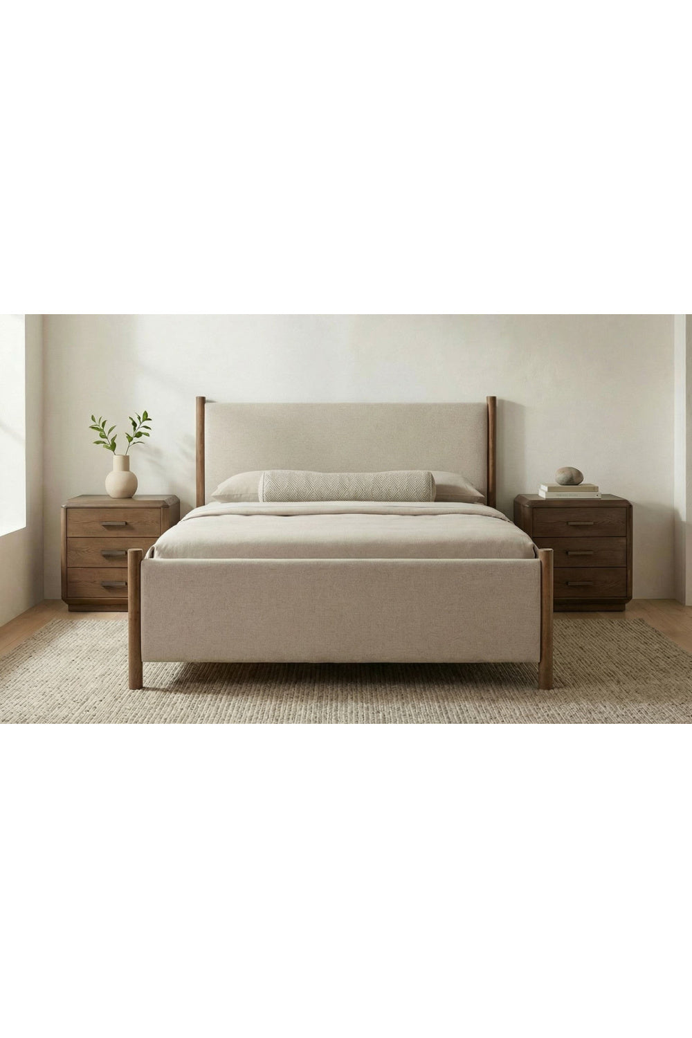   Modern European furniture - Rubberwood Framed Beige Bed - www.oroa.com | Oroa.com