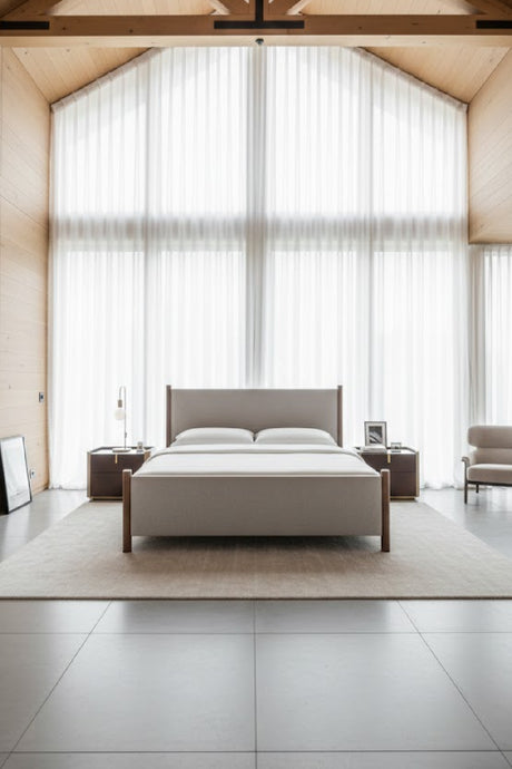   Modern European furniture - Rubberwood Framed Beige Bed - www.oroa.com | Oroa.com