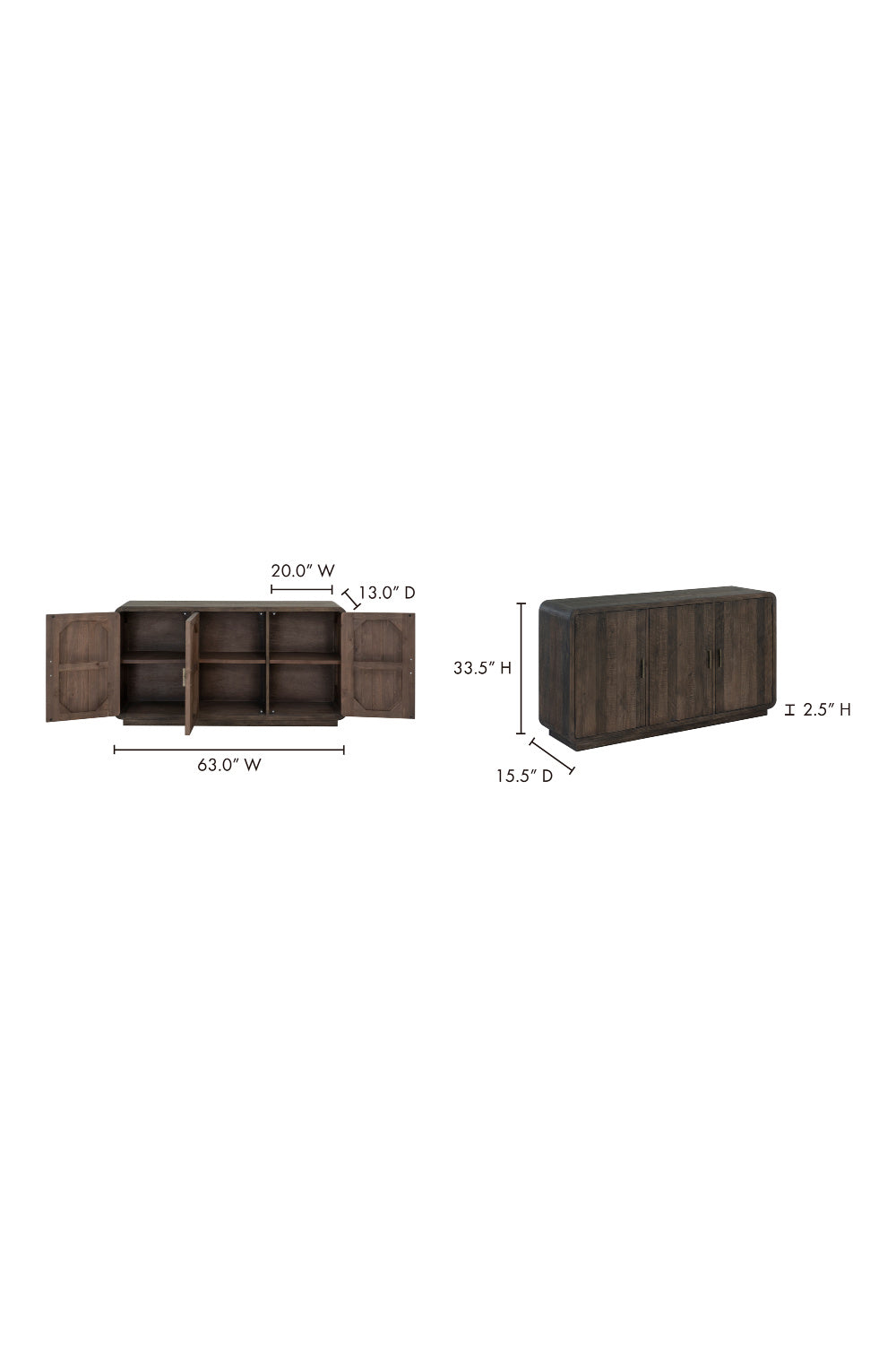   Modern European furniture - Matte Pine 3-Door Sideboard - www.oroa.com | Oroa.com