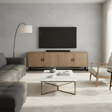   Modern European furniture - Pine Wood 4-Door Media Unit - www.oroa.com | Oroa.com