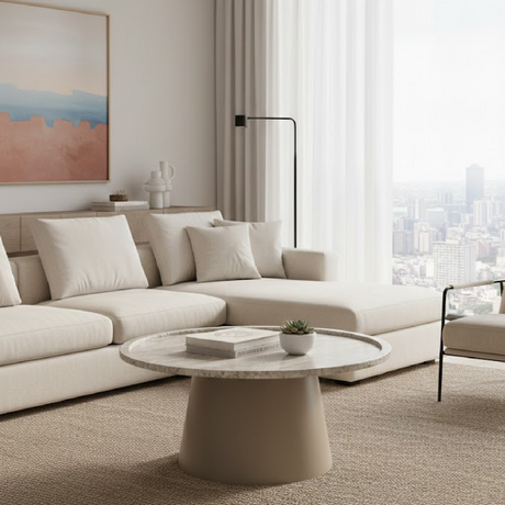   Modern European furniture - Round Marble Tray Coffee Table - www.oroa.com | Oroa.com