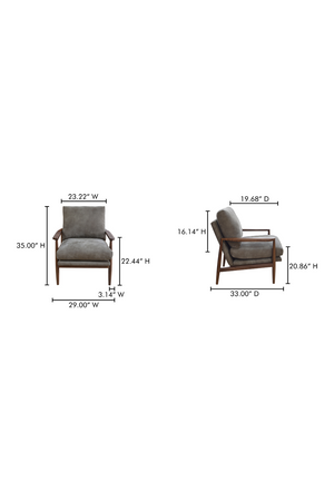   Modern European furniture - Walnut Framed Leather Accent Chair - www.oroa.com | Oroa.com