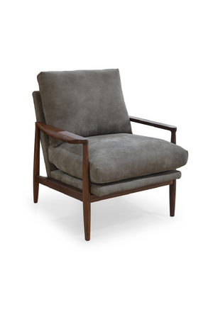   Modern European furniture - Walnut Framed Leather Accent Chair - www.oroa.com | Oroa.com
