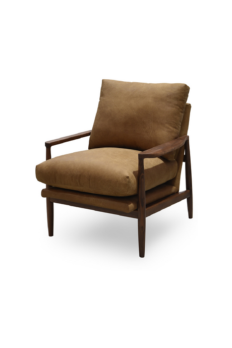   Modern European furniture - Walnut Framed Leather Accent Chair - www.oroa.com | Oroa.com