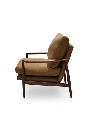   Modern European furniture - Walnut Framed Leather Accent Chair - www.oroa.com | Oroa.com