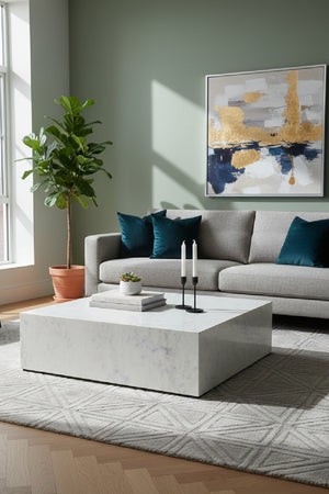   Modern European furniture - Square White Marble Coffee Table - www.oroa.com | Oroa.com