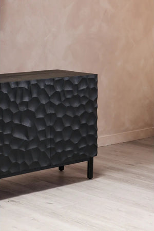   Modern European furniture - Black Oak Chiseled 4-Door Sideboard - www.oroa.com | Oroa.com