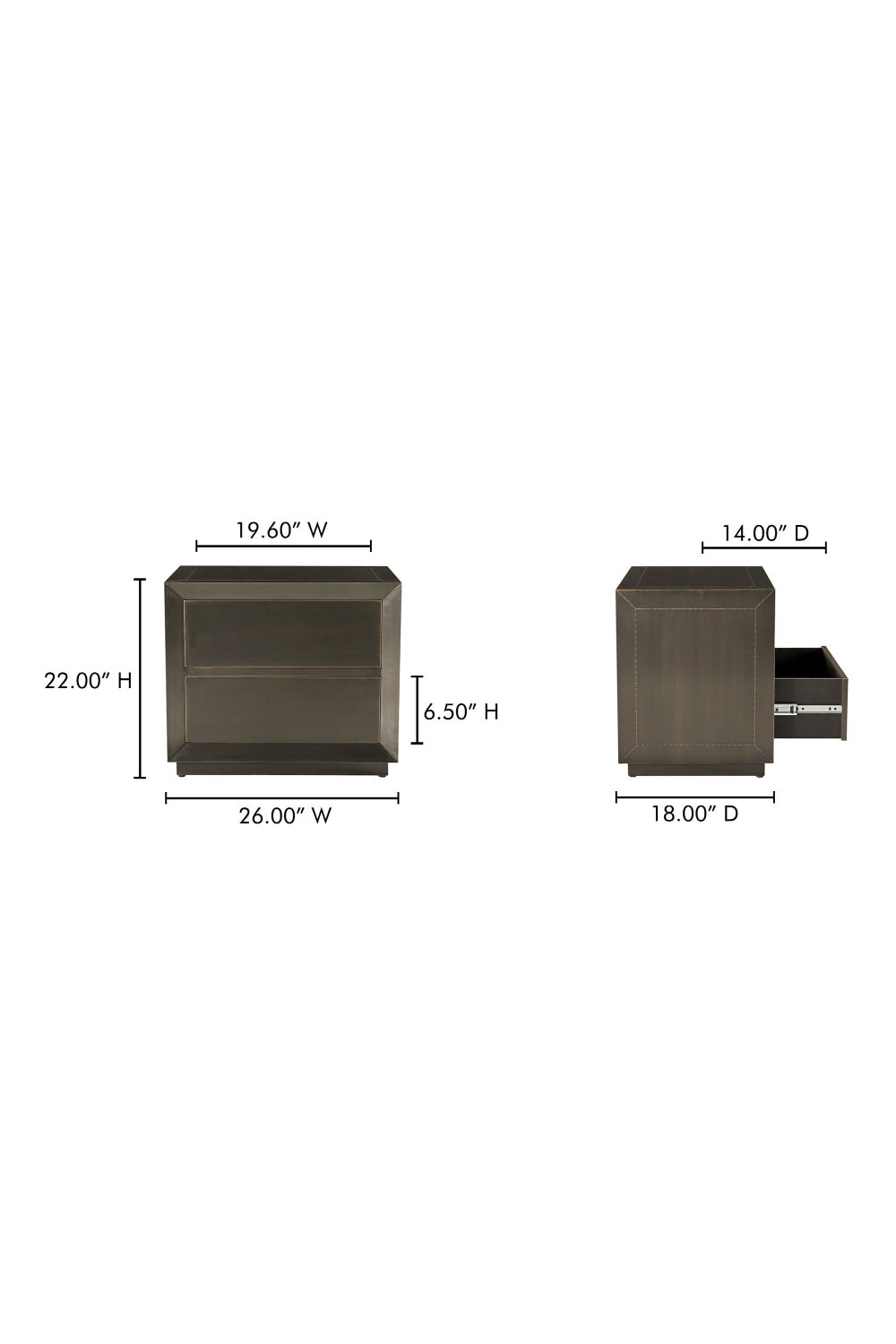   Modern European furniture - Bronze 2-Drawer Nightstand - www.oroa.com | Oroa.com