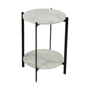   Modern European furniture - White Marble 2-Layer Accent Table - www.oroa.com | Oroa.com
