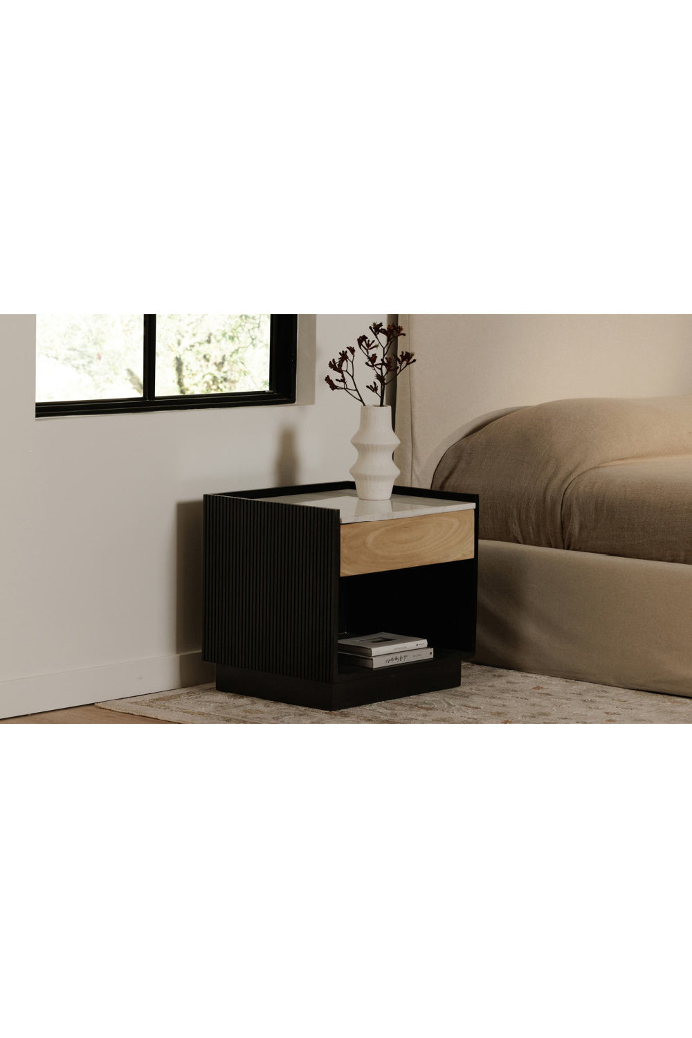   Modern European furniture - Marble Top Black Nightstand - www.oroa.com | Oroa.com