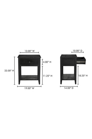   Modern European furniture - Antique Black 1-Drawer Nightstand - www.oroa.com | Oroa.com