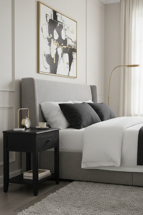   Modern European furniture - Antique Black 1-Drawer Nightstand - www.oroa.com | Oroa.com