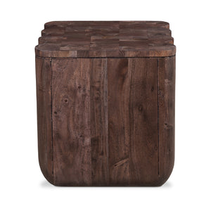   Modern European furniture - Scalloped Brown Acacia Accent Table - www.oroa.com | Oroa.com