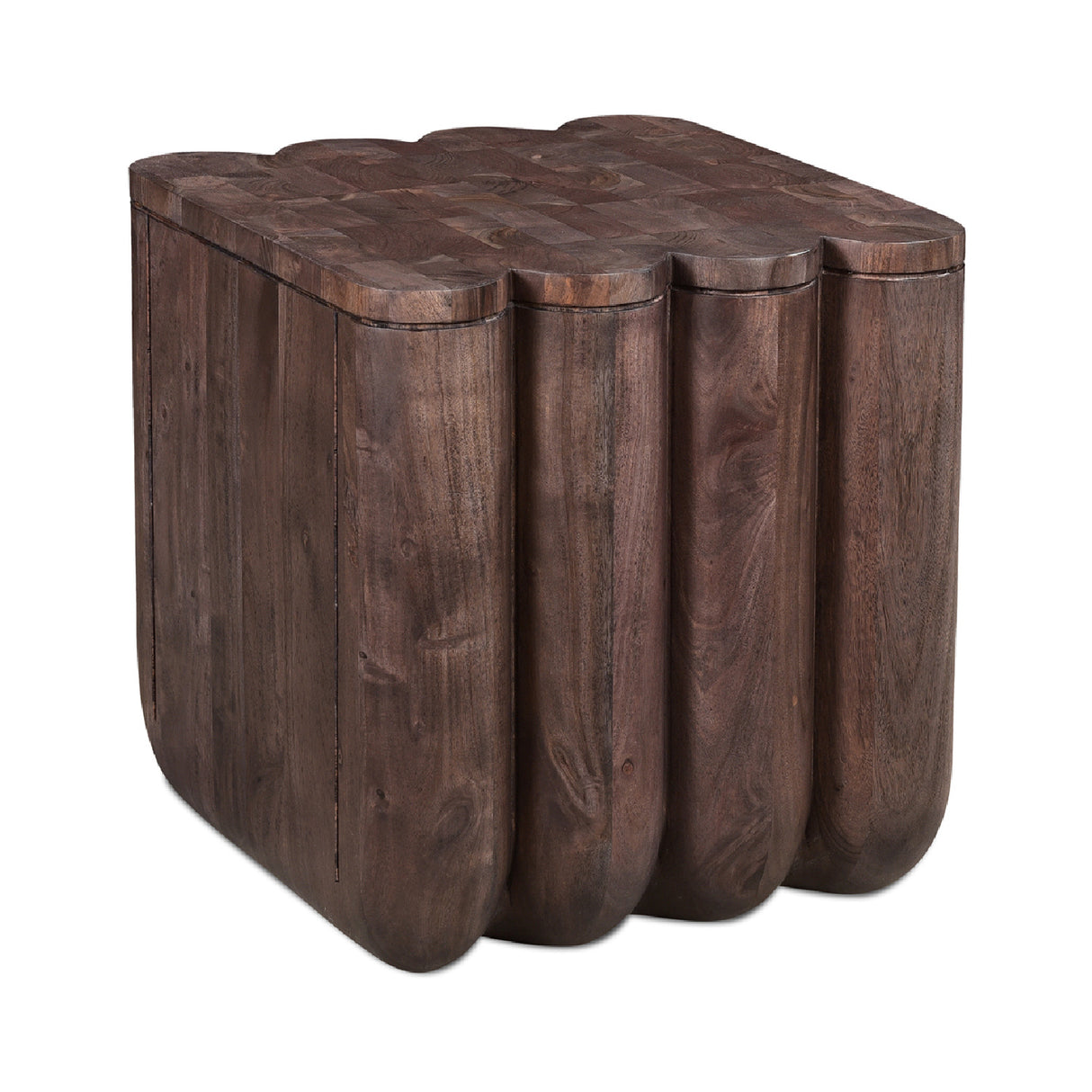   Modern European furniture - Scalloped Brown Acacia Accent Table - www.oroa.com | Oroa.com