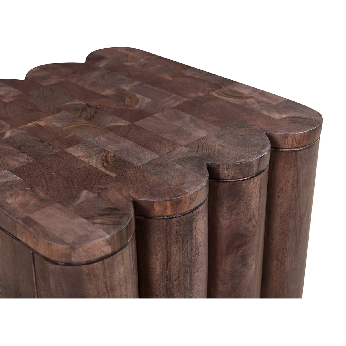   Modern European furniture - Scalloped Brown Acacia Accent Table - www.oroa.com | Oroa.com