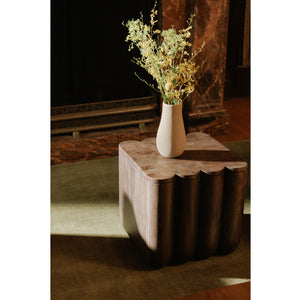   Modern European furniture - Scalloped Brown Acacia Accent Table - www.oroa.com | Oroa.com