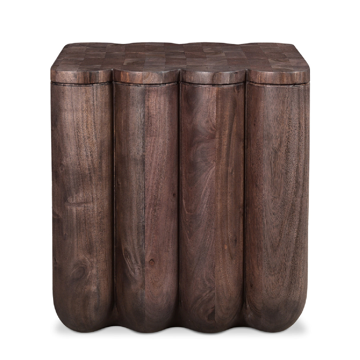   Modern European furniture - Scalloped Brown Acacia Accent Table - www.oroa.com | Oroa.com