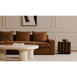   Modern European furniture - Scalloped Brown Acacia Accent Table - www.oroa.com | Oroa.com